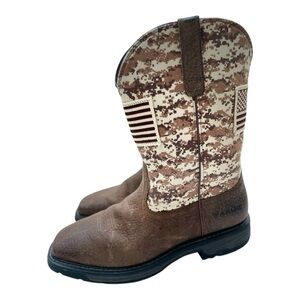 ***SOLD*** Ariat Brown Workhog Patriot Square Toe  Boots  Men's Size 14EE